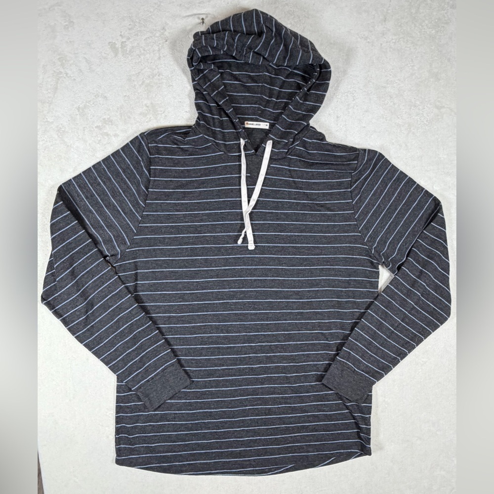 Marine Layer Size M Heather Gray Charcoal Striped Soft Cotton Organic Hoodie